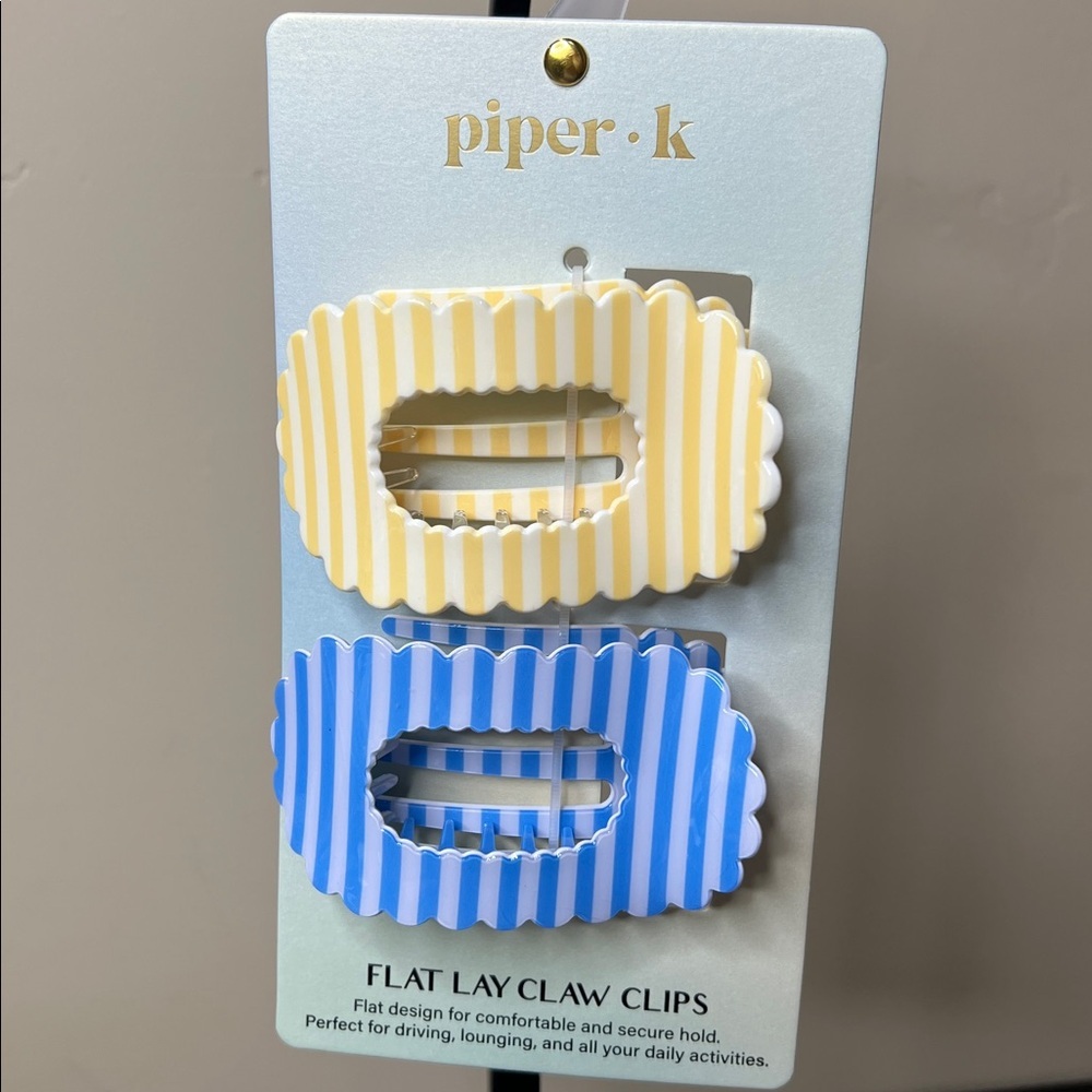 Piper K | Large Baby Blue & Lemon Yellow Spring Summer Flat Lay Claw Clips